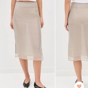Lioness Taupe Midi Slip Skirt